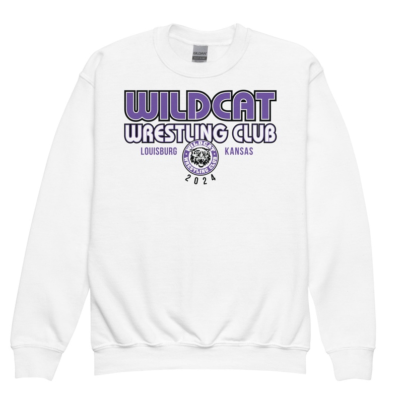 Wildcat Wrestling Club (Louisburg) – Front Design Only – Youth crewneck sweatshirt