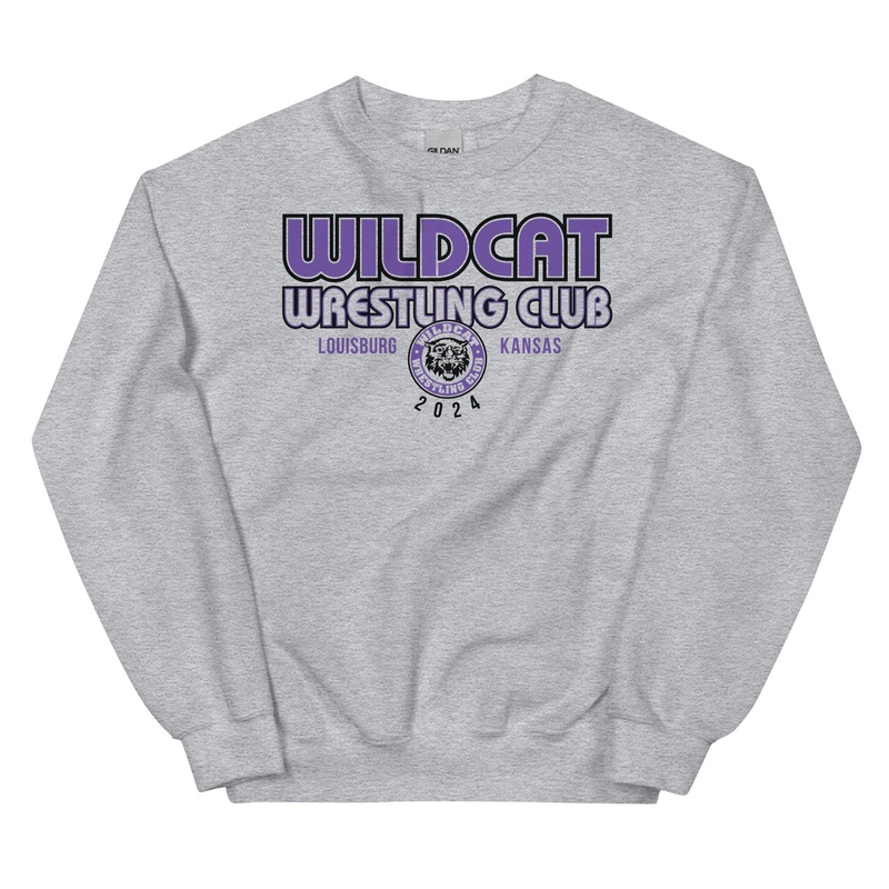 Wildcat Wrestling Club (Louisburg) – With Back Design – Unisex Crew Neck Sweatshirt