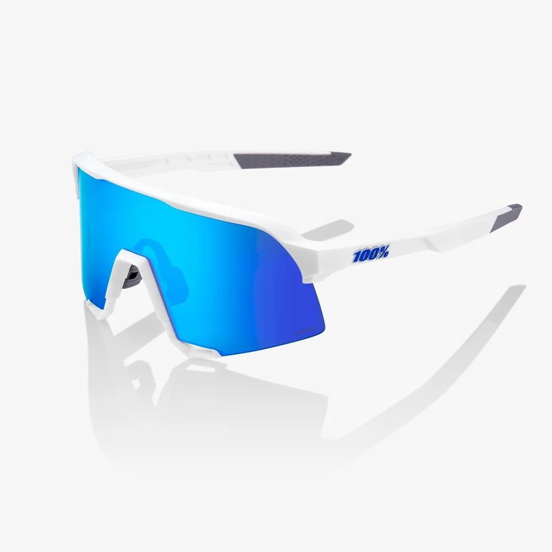 100 Percent Sunglasses – S3 – Matte White – HiPER Blue Multilayer Mirror Lens
