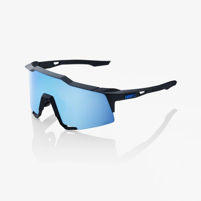 100 Percent Sunglasses – SPEEDCRAFT – Matte Black – HiPER Blue Multilayer Mirror Lens