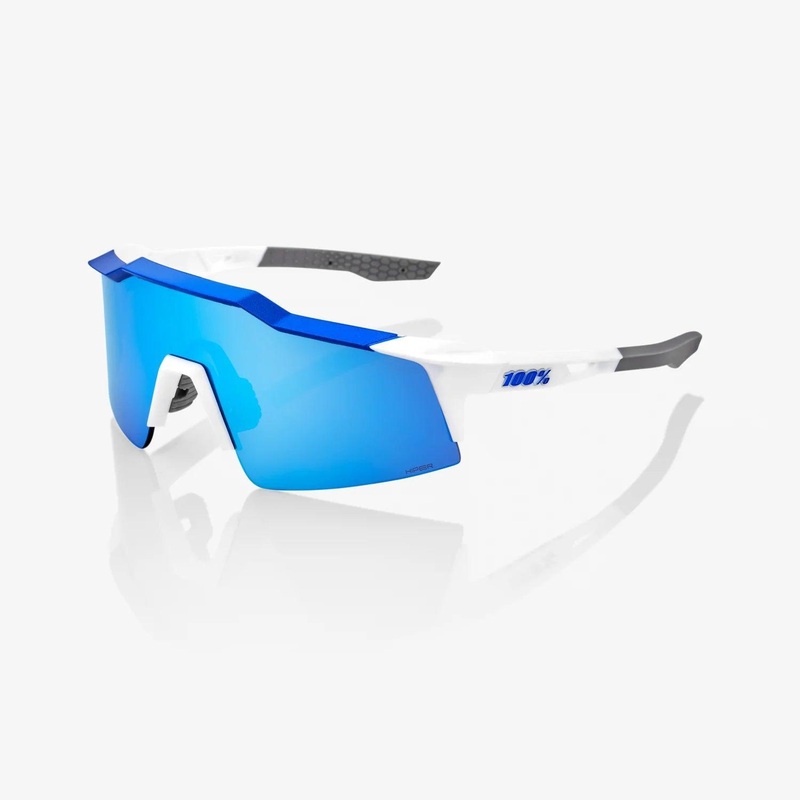 100 Percent Sunglasses – SPEEDCRAFT SL – Matte White/Metallic Blue – HiPER Blue Multilayer Mirror Lens