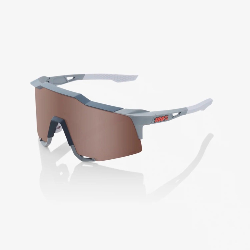 100 Percent Sunglasses – SPEEDCRAFT – Soft Tact Stone Grey – HiPER Crimson Silver Mirror Lens