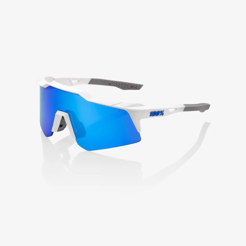 100 Percent Sunglasses – SPEEDCRAFT XS – Matte White – Blue Multilayer Mirror Lens