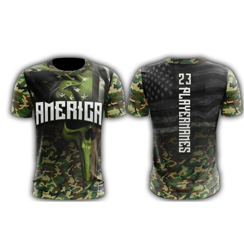 America Camo Skull Short Sleeve Shirt (Customized Buy-In)