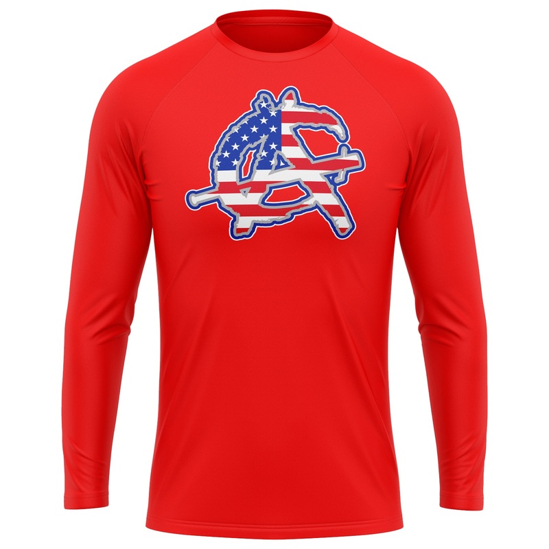 Anarchy Performance Long Sleeve Crew Neck Tee – Red/USA