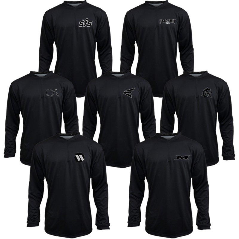 Customizable Quarter Zip Pullover-All Black