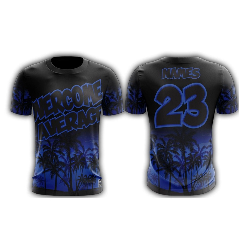 Overcome Average Palm Trees Short Sleeve Shirt – Black/Blue (Customized Buy-In)