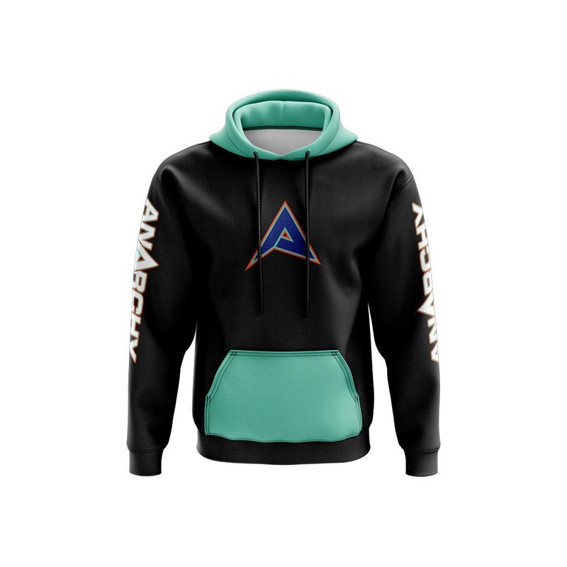 Anarchy Fleece Hoodie – Teal/Royal/Orange