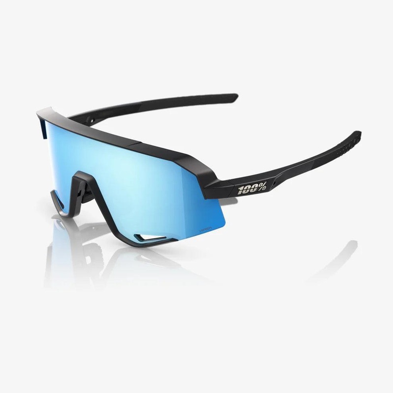 100 Percent Sunglasses – SLENDALE – Matte Black – HiPER Blue Multilayer Mirror Lens