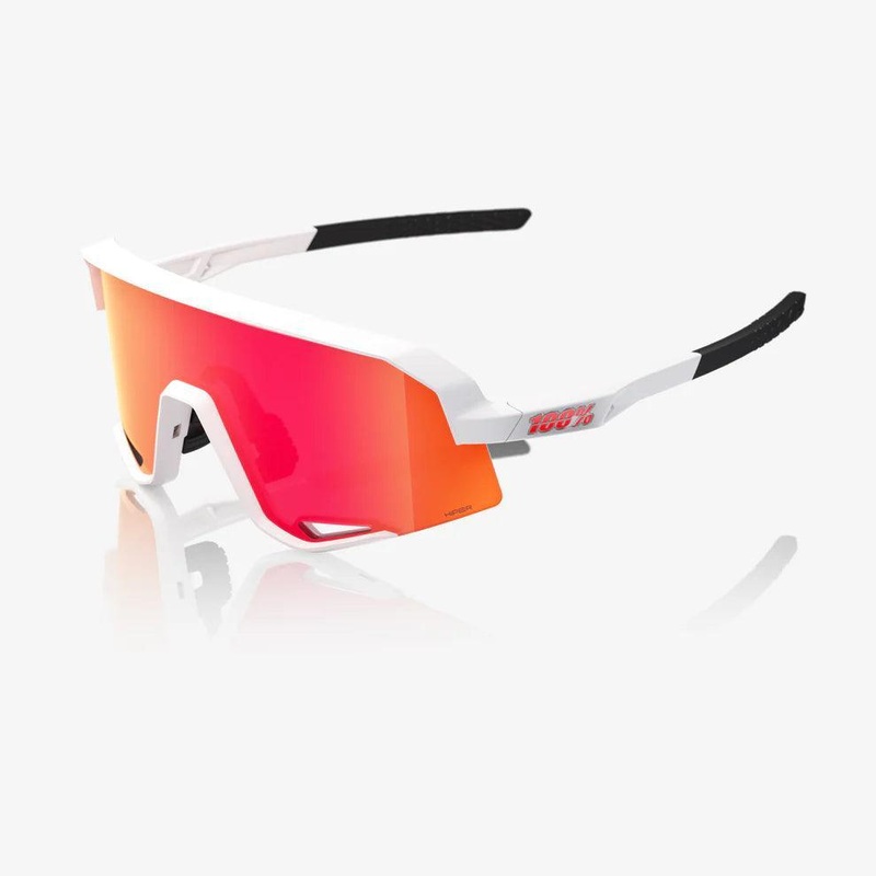 100 Percent Sunglasses – SLENDALE – Matte White – HiPER Red Multilayer Mirror Lens