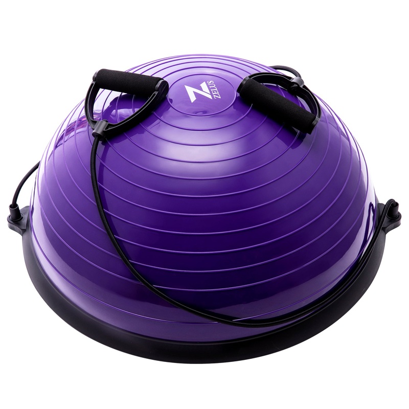 Purple Fitness Balance Trainer: 23-Inch Balance Ball with Resistance Bands