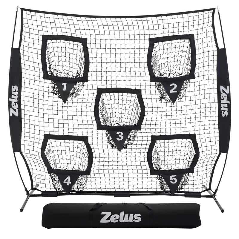 Football Throwing Net, Quarterback Training Equipment with 5 Target Pockets Black