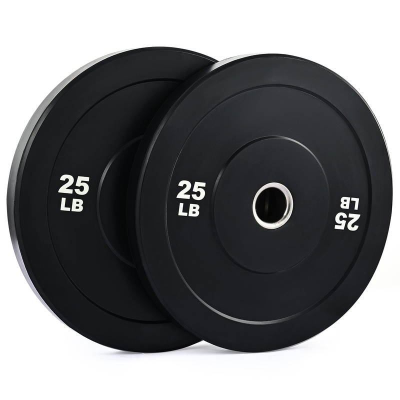 Weight Plate Set, Twin 2 Bumper Plates for Strength and Training Fitness 25lb