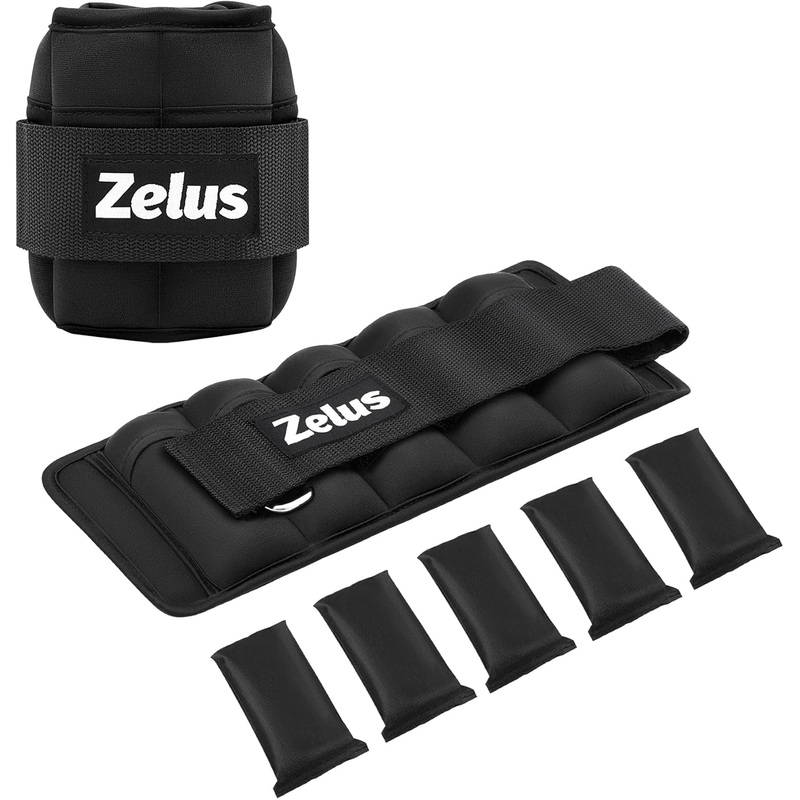 ZELUS Adjustable Ankle Weights (15 lb Each) | Removable Sandbag Straps for Workouts, Walking, Yoga & More