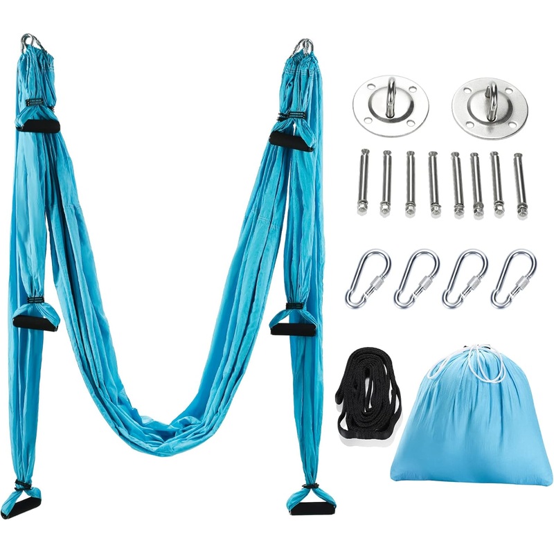 ZELUS Aerial Yoga Hammock Kit | Inversion Swing with Extension Straps & Ceiling Mount for Home or Studio
