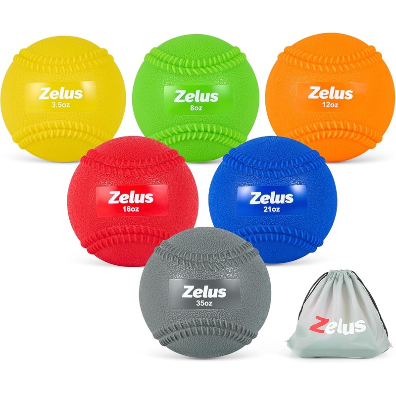 ZELUS Weighted Baseball Set | 3.535 oz Training Balls with Seams & Carry Bag for Hitting & Pitching