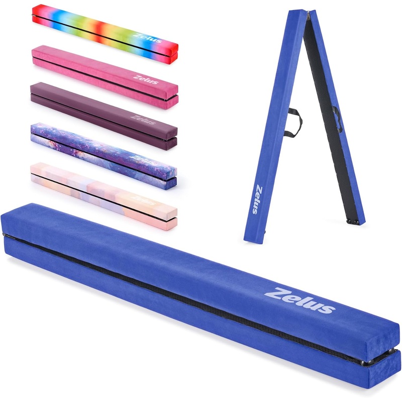 ZELUS 8ft Folding Balance Beam for Gymnastics | Floor Beam with Anti-Slip Base & Carry Handles