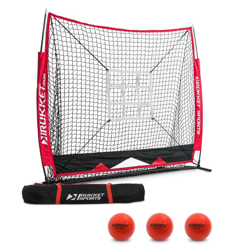 5×5 Baseball / Softball Net w/ 3 Weighted Balls & Strike Zone Target
