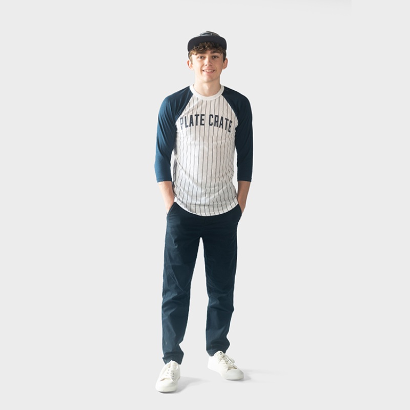 Pinstripe Raglan Tee|Youth Medium|Youth Large|Adult Small|Adult Medium|Adult Large|Adult XL