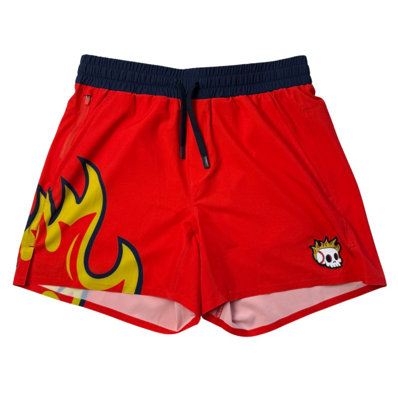 En Fuego Red Shorts|Youth Small|Youth Medium|Youth Large|Youth XL|Adult Small|Adult Medium|Adult Large|Adult XL|Adult XXL