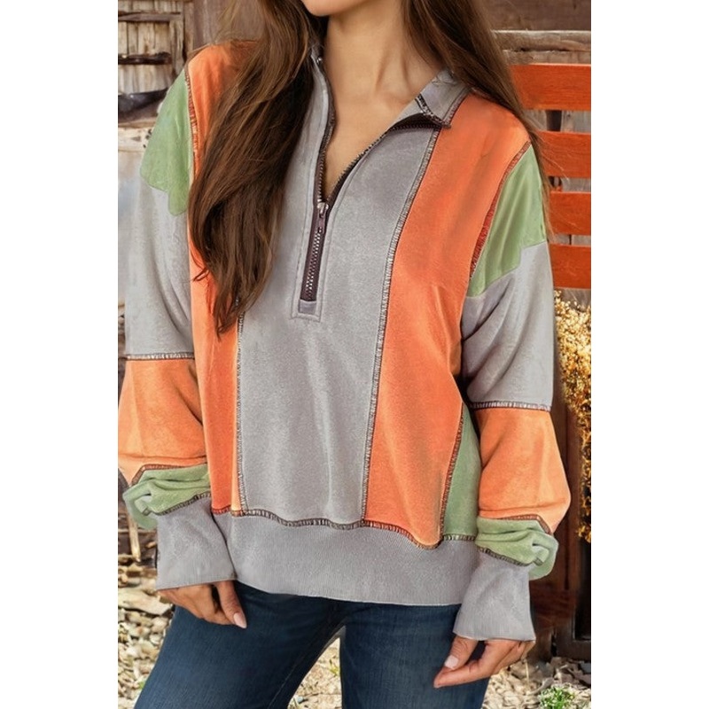 COLORBLOCK HALF ZIP SWEATSHIRT