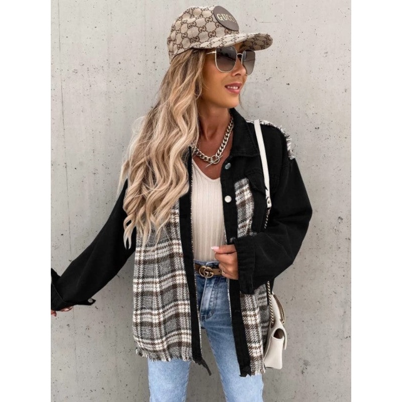 Denim & Flannel Jacket|Black|Denim|L|M|XL