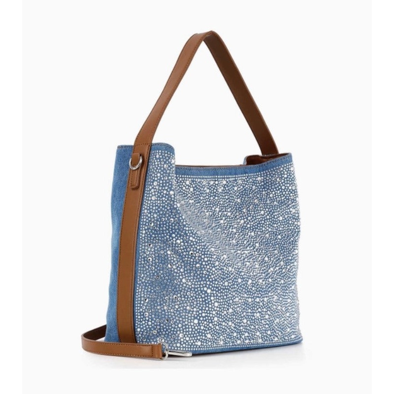 RHINESTONE EMBELLISHED DENIM POCKETBOOK