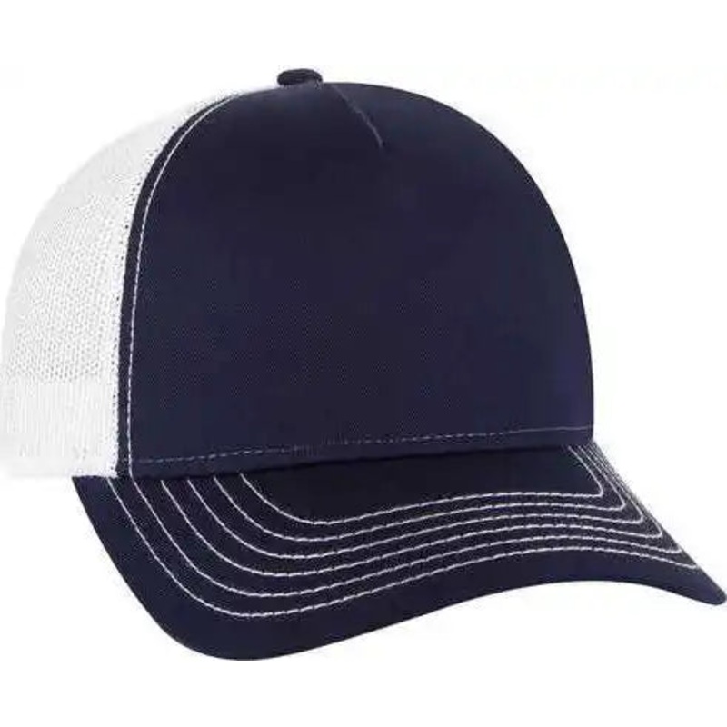 OTTO 102-1318 5 Panel Low Profile Mesh Back Trucker Cap – Navy Navy White