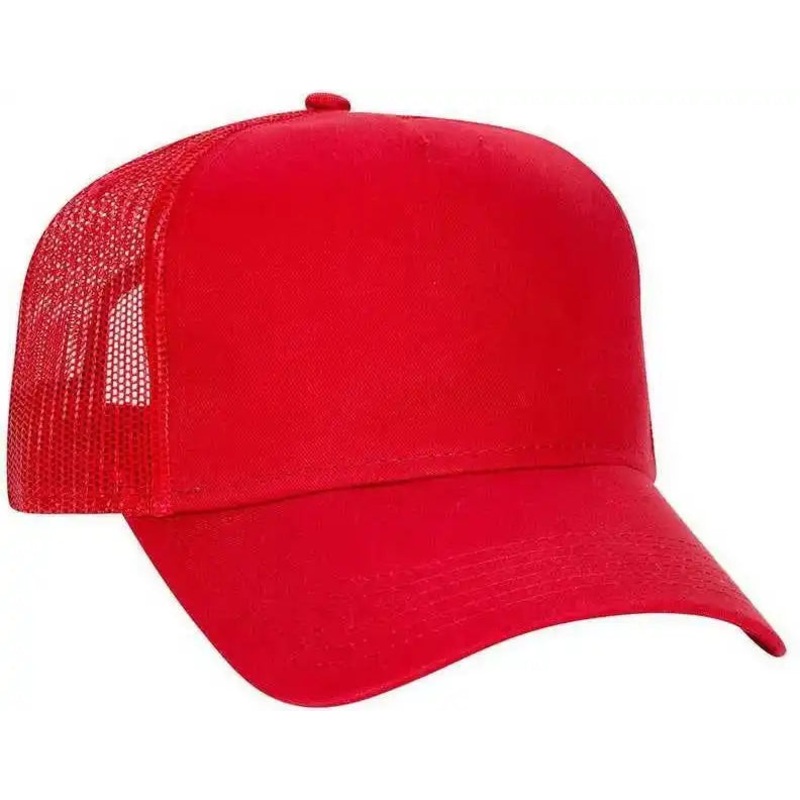 OTTO 102-664 Cotton Twill 5 Panel Low Profile Pro Style Mesh Back Cap – Red