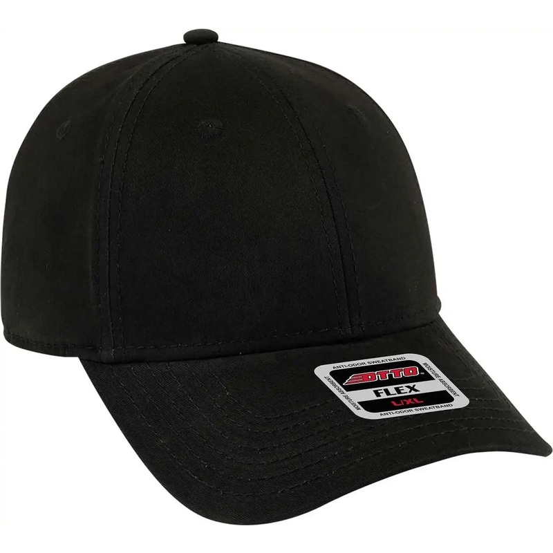 OTTO 11-1205 Ultra Fine Brushed Stretchable Superior Cotton Twill Flex 6 Panel Low Profile Baseball Cap – Black
