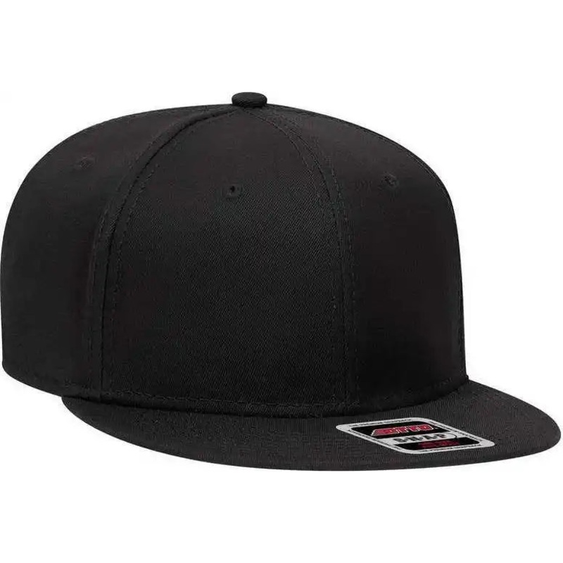 OTTO 125-1038 Superior Cotton Twill Flat Visor Snapback Pro Style Cap – Black