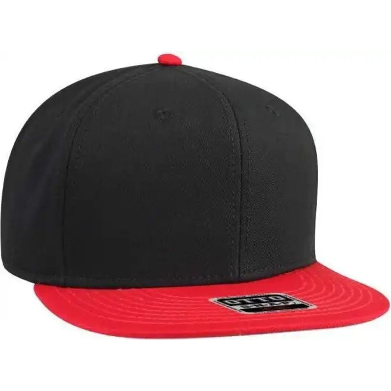 OTTO 125-1038 Superior Cotton Twill Flat Visor Snapback Pro Style Cap – Red Black Black