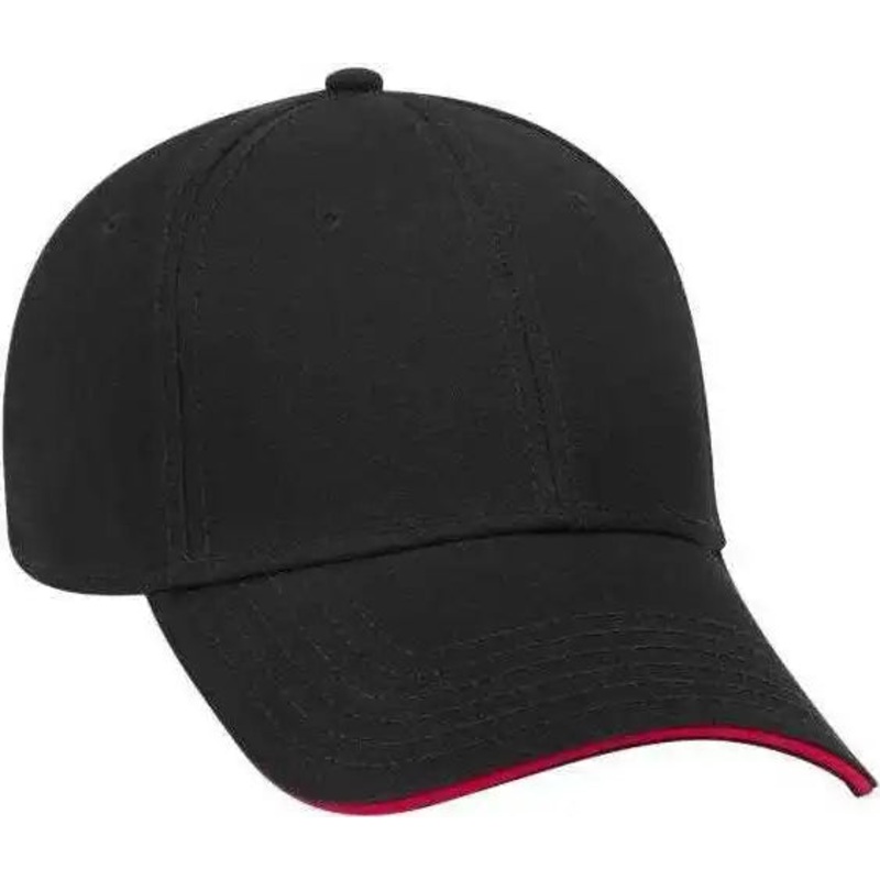 OTTO 23-766 Superior Cotton Twill Sandwich Visor Low Profile Pro Style Cap – Black Black Red