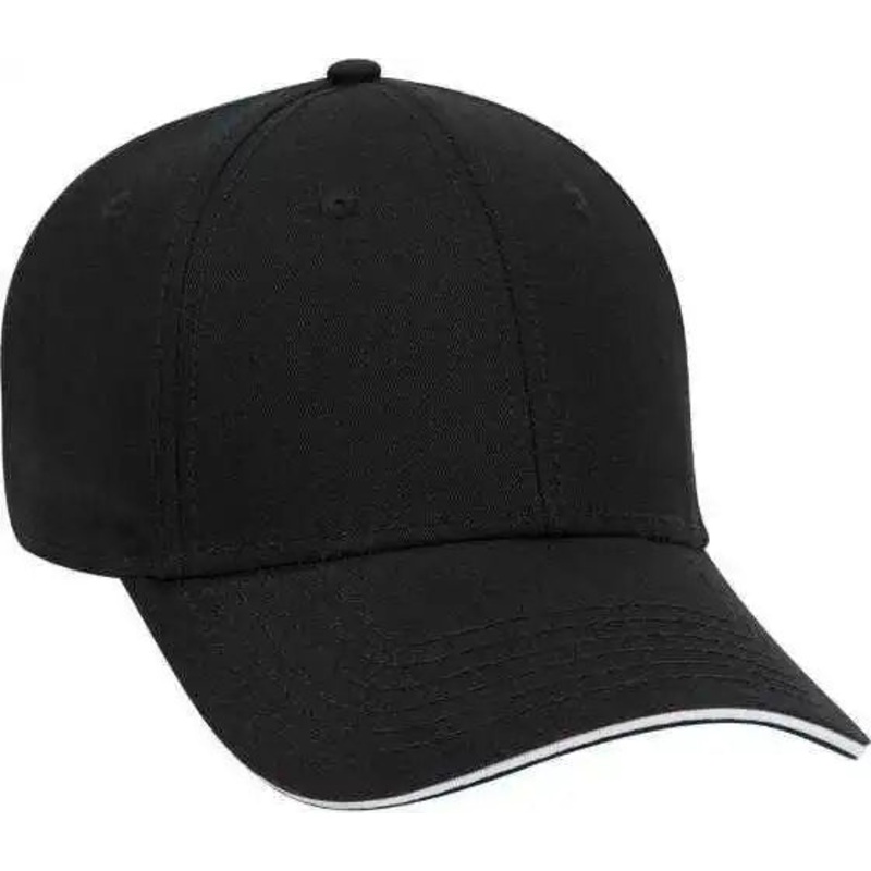 OTTO 23-766 Superior Cotton Twill Sandwich Visor Low Profile Pro Style Cap – Black Black White