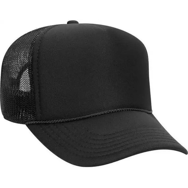OTTO 32-467 Polyester Foam Front 5 Panel Pro Style Mesh Back Cap – Black