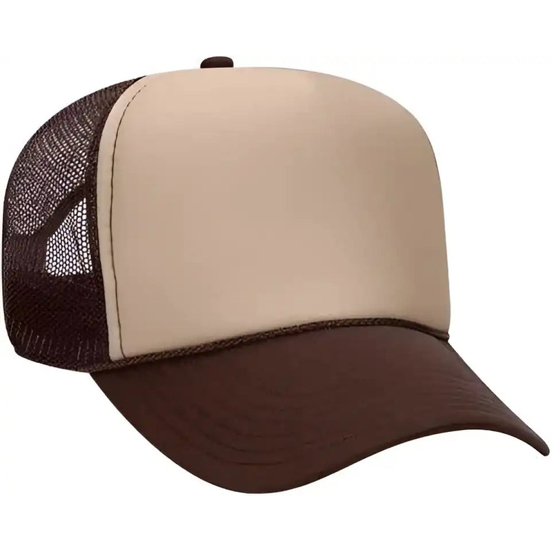 OTTO 32-467 Polyester Foam Front 5 Panel Pro Style Mesh Back Cap – Brown Tan Brown