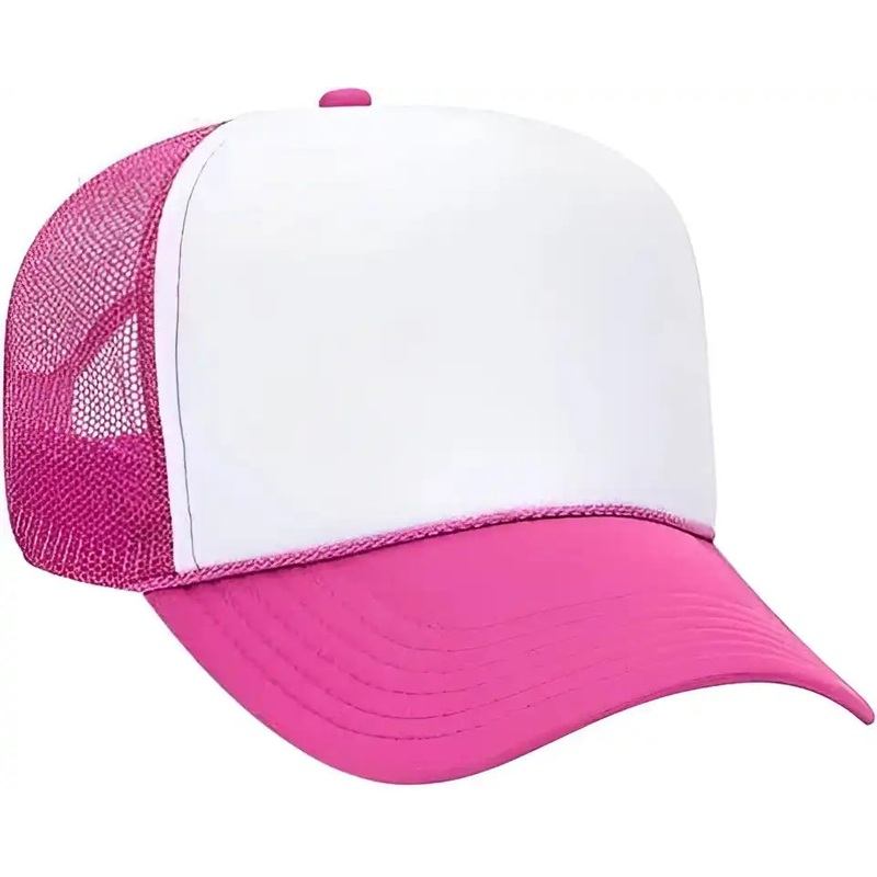 OTTO 32-467 Polyester Foam Front 5 Panel Pro Style Mesh Back Cap – Heather Pnk White Heather Pnk
