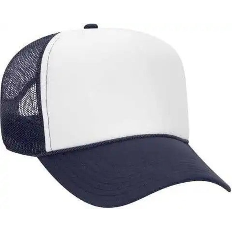 OTTO 32-467 Polyester Foam Front 5 Panel Pro Style Mesh Back Cap – Navy White Navy