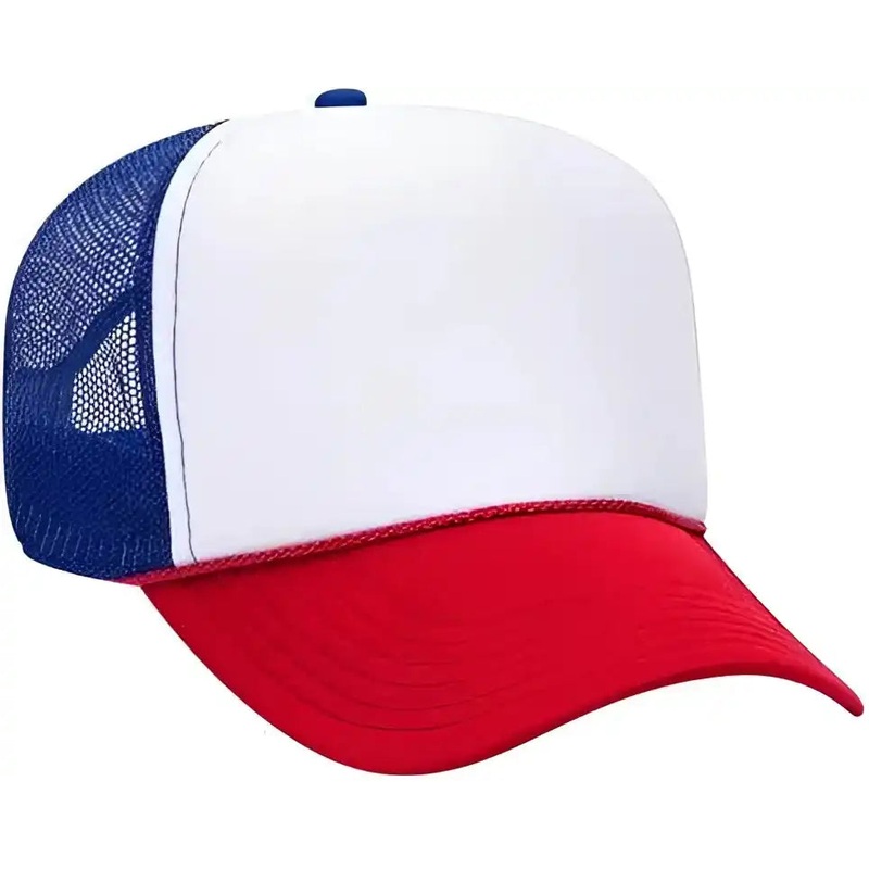 OTTO 32-467 Polyester Foam Front 5 Panel Pro Style Mesh Back Cap – Red White Royal