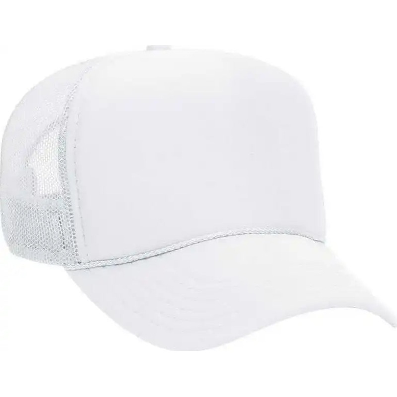 OTTO 32-467 Polyester Foam Front 5 Panel Pro Style Mesh Back Cap – White