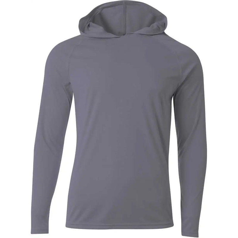 A4 N3409 Long Sleeve Hooded Tee – Graphite