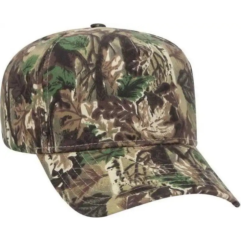 OTTO 120-838 Camouflage 5 Panel Mid Profile Style Cap – Light Loden Brown Kelly