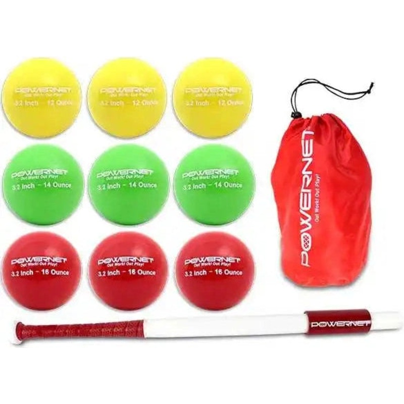 PowerNet Sweet Spot 34 Training Bat and 2.8 Progressive Weighted Ball (9 Pack) – Bundle