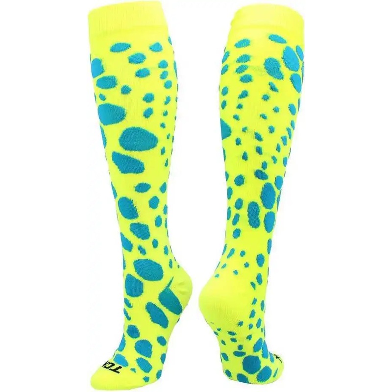 TCK Krazisox Leopard Knee High Socks – Neon Yellow Electric Blue