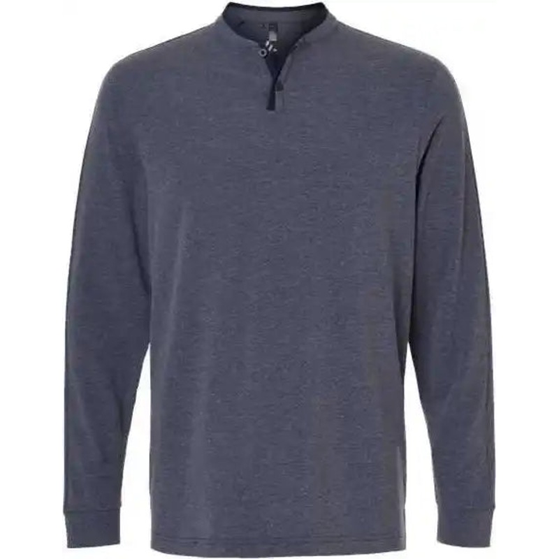 Adidas A597 Henley Long Sleeve Tee – Collegiate Navy Melange