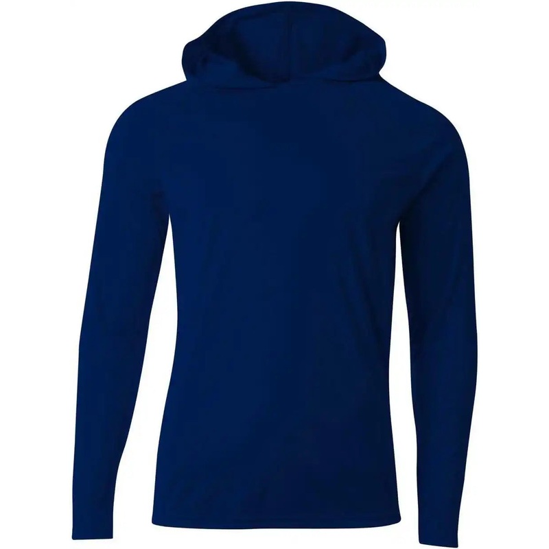 A4 N3409 Long Sleeve Hooded Tee – Navy