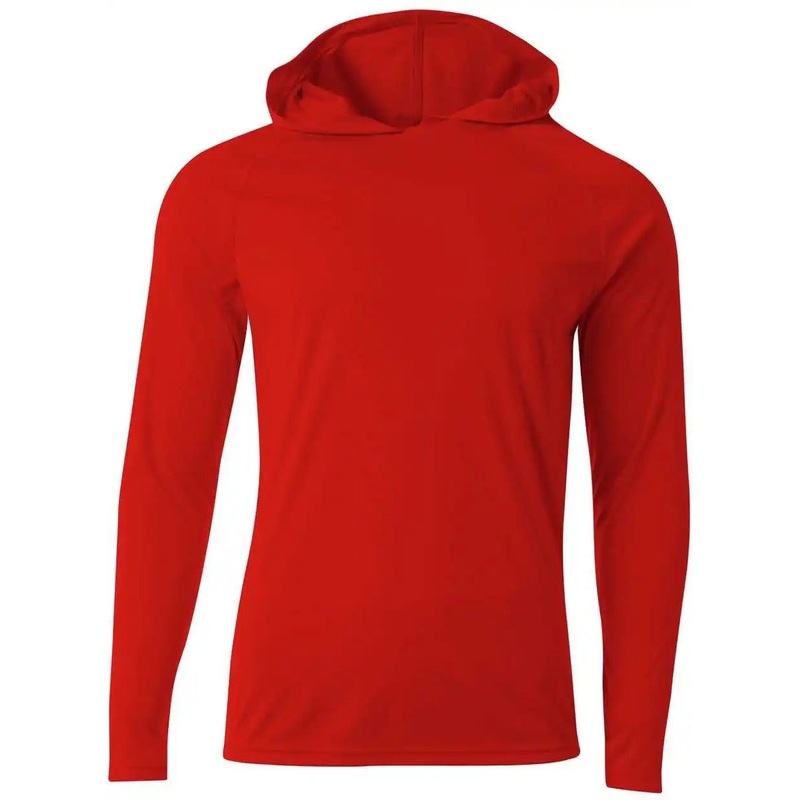 A4 N3409 Long Sleeve Hooded Tee – Scarlet