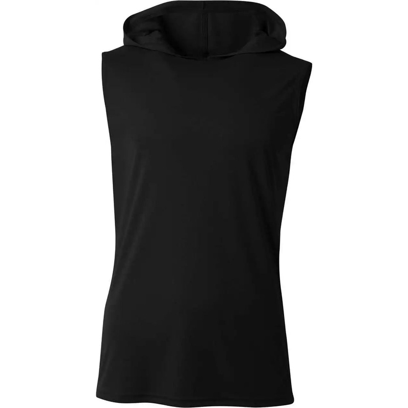 A4 N3410 Sleeveless Hooded Tee – Black