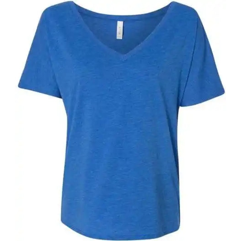 Bella + Canvas 8815 Womens Slouchy V-Neck Tee – True Royal Triblend
