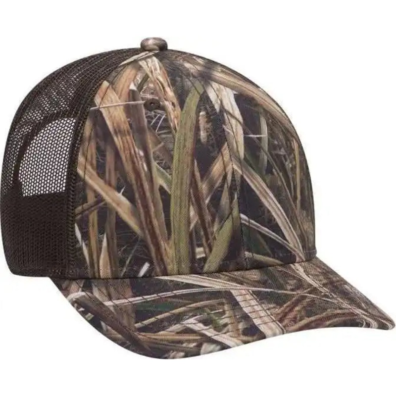 OTTO 171-1293 Mossy Oak Camouflage Superior Polyester Twill 6 Panel Low Profile Mesh Back Baseball Cap – Shadow Grass Blades Dark Brown